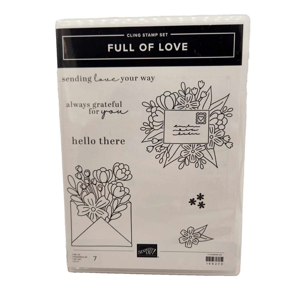 Stampin Up Full of Love #159273 Cling Stamp Set 7 Pc Flowers Valentine Greetings
